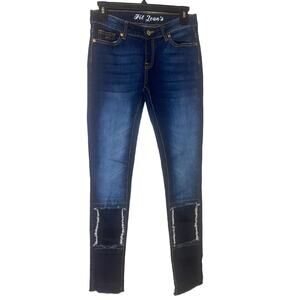 Fil Jeans Dark Washed Denim Patched Super Skinny Jeans Sz 3 (WAIST 27”) Len 29”